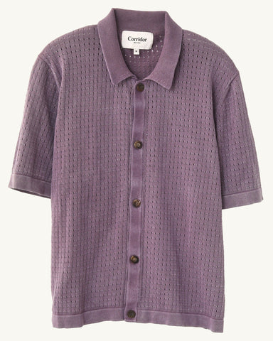 Washed Pointelle Buttondown - Violet