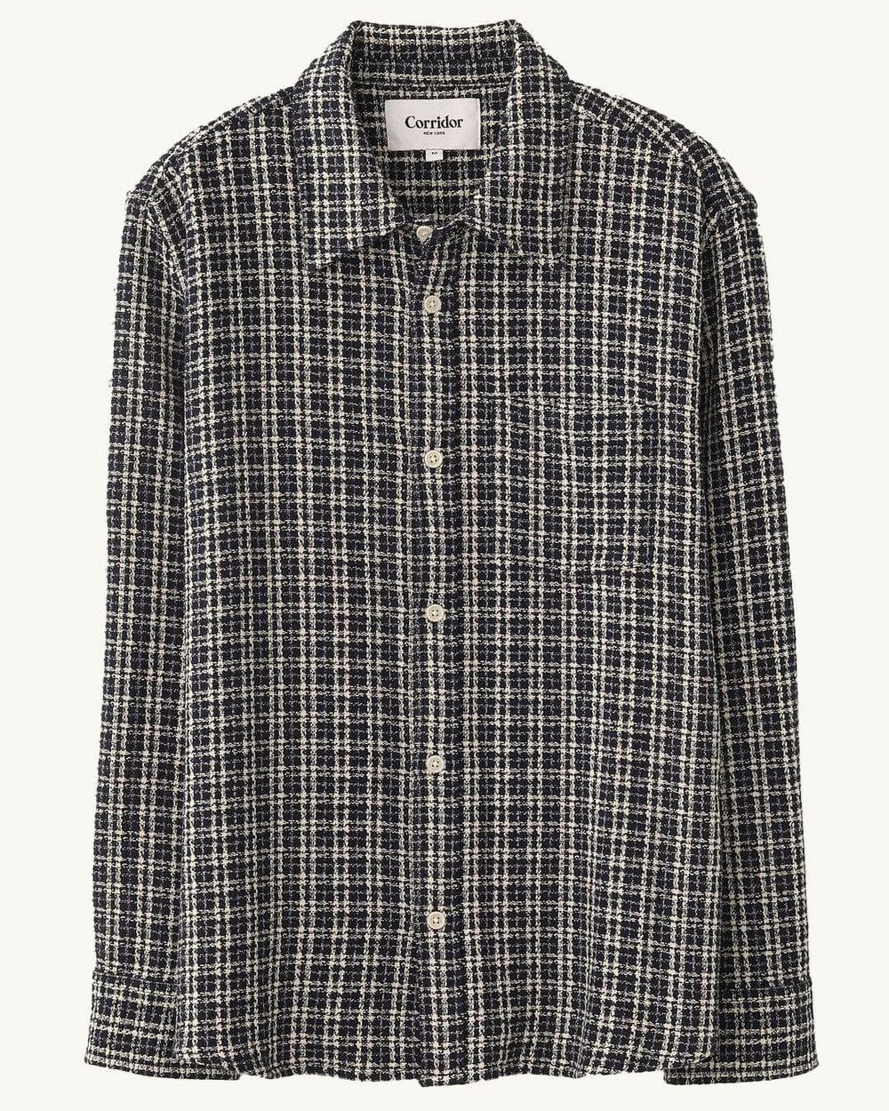 Reverse Tweed Snow Check - Blue-LS w/ 1 Chest Pocket-Original Madras Trading Co. (OMTC)-Corridor
