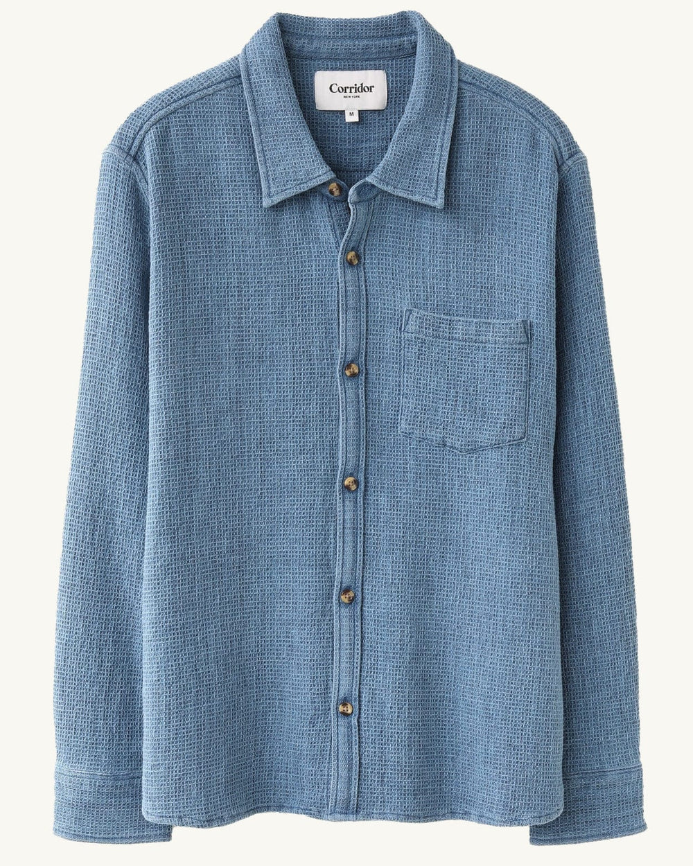 Waffle LS - Washed Indigo-Long Sleeve Shirt-Corridor-Corridor