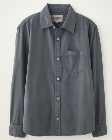 Washed Poplin LS - Grey