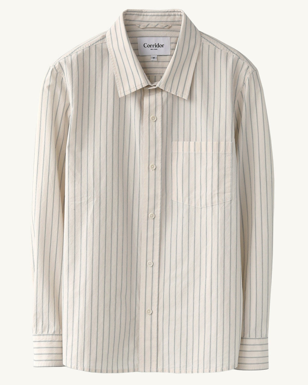 Poplin Stripe LS - Natural-Long Sleeve Shirt-Black Q-Corridor
