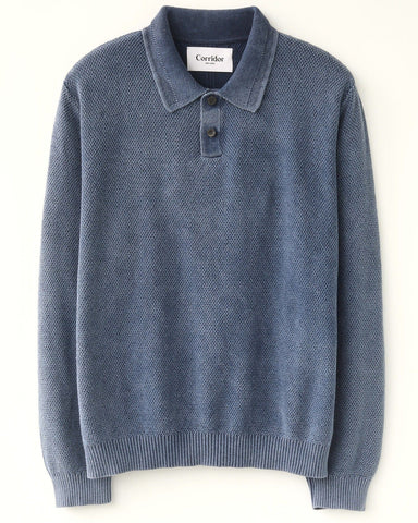 LS Rice Stitch Polo - Navy