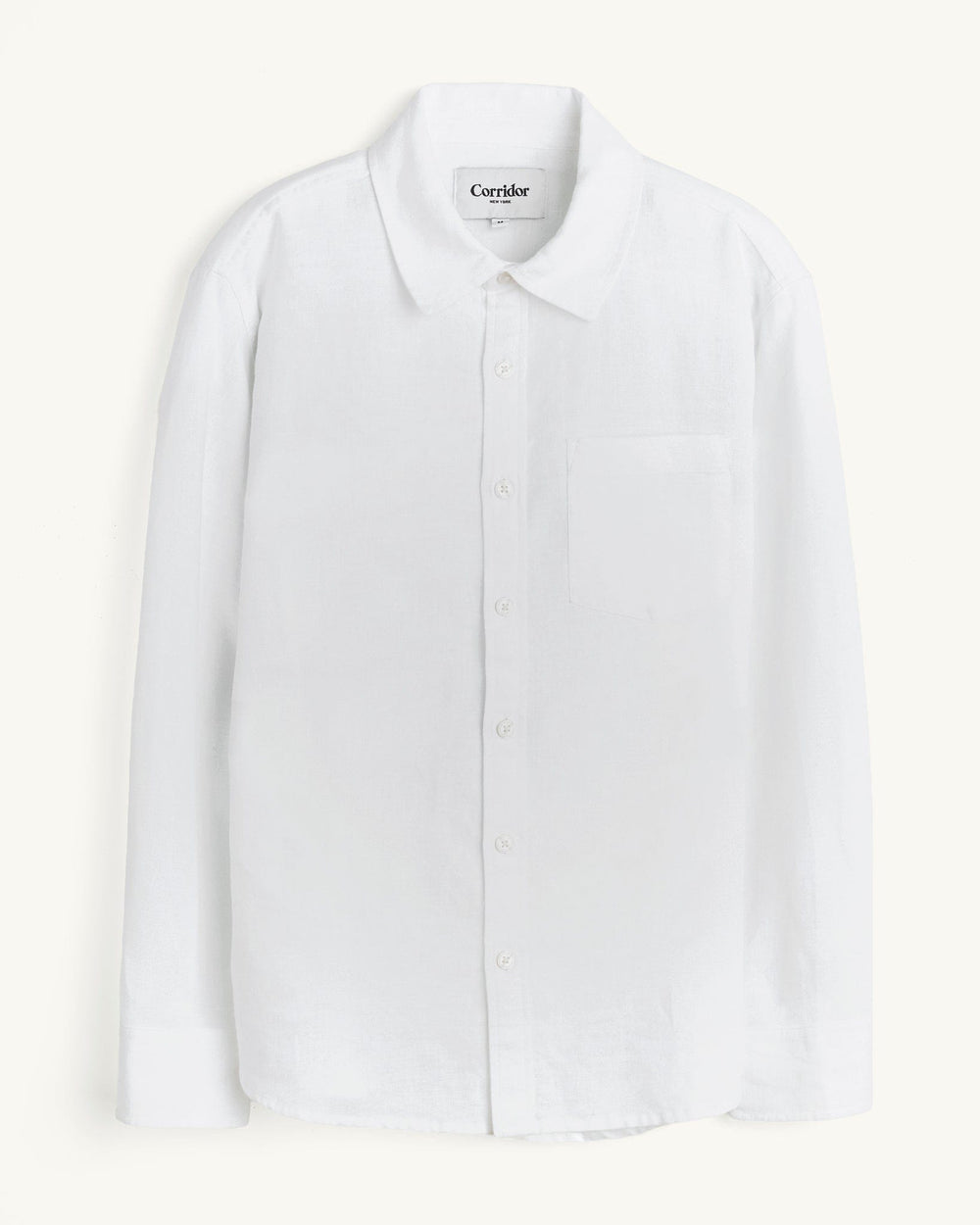 Linen Cotton LS - White-LS w/ 1 Chest Pocket-Original Madras Trading Co. (OMTC)-Corridor