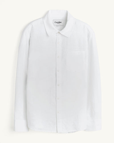 Linen Cotton LS - White-LS w/ 1 Chest Pocket-Original Madras Trading Co. (OMTC)-Corridor