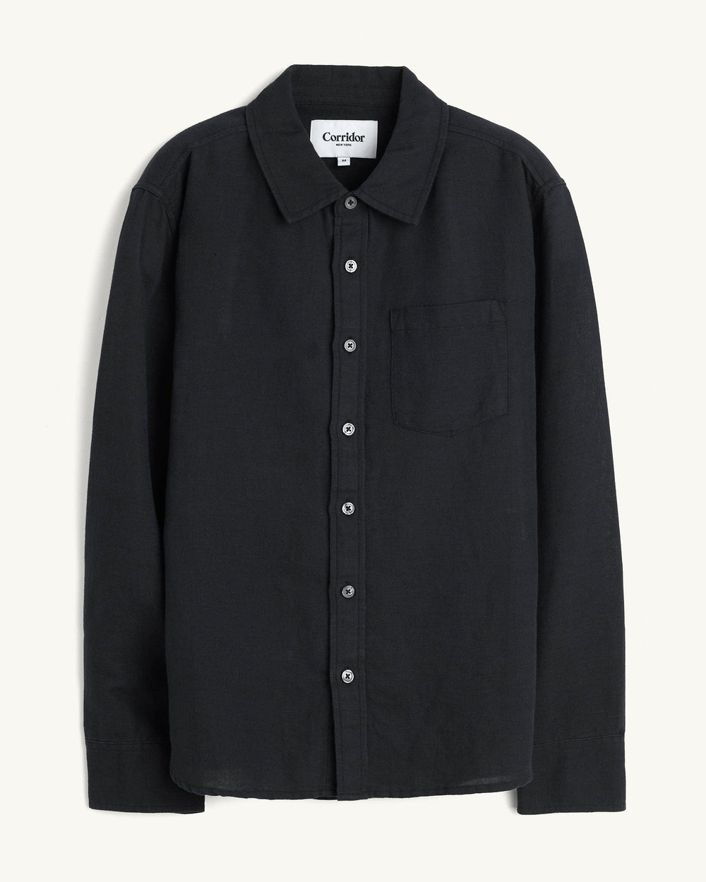 Linen Cotton LS - Black-LS w/ 1 Chest Pocket-Original Madras Trading Co. (OMTC)-Corridor