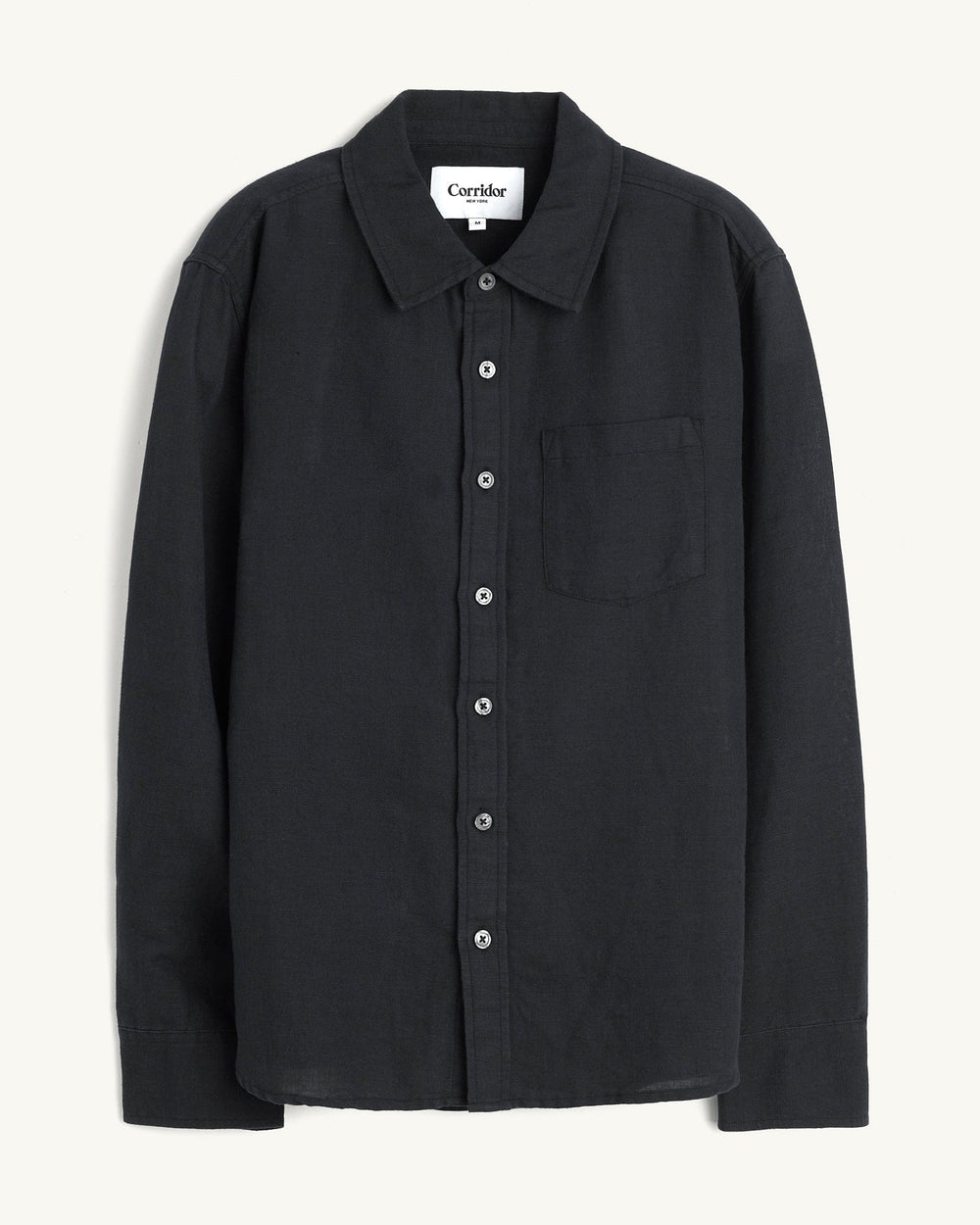 Linen Cotton LS - Black-LS w/ 1 Chest Pocket-Original Madras Trading Co. (OMTC)-Corridor