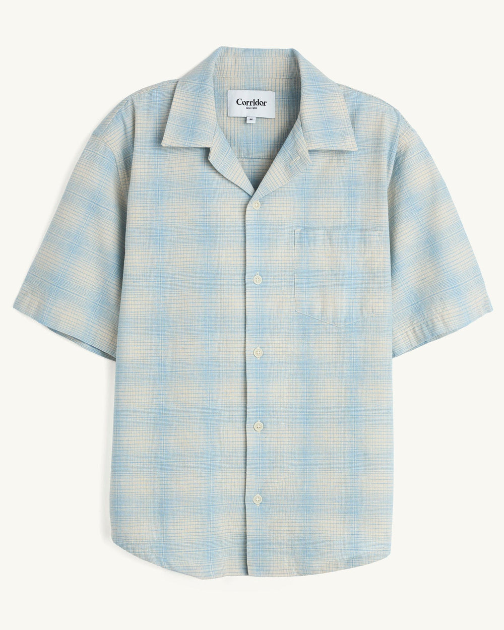 Linen Plaid SS - Light Blue-SS Camp w/ 1 Chest Pocket-Original Madras Trading Co. (OMTC)-Corridor
