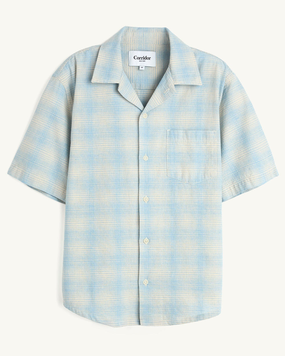 Linen Plaid SS - Light Blue-SS Camp w/ 1 Chest Pocket-Original Madras Trading Co. (OMTC)-Corridor