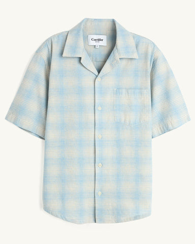 Linen Plaid SS - Light Blue
