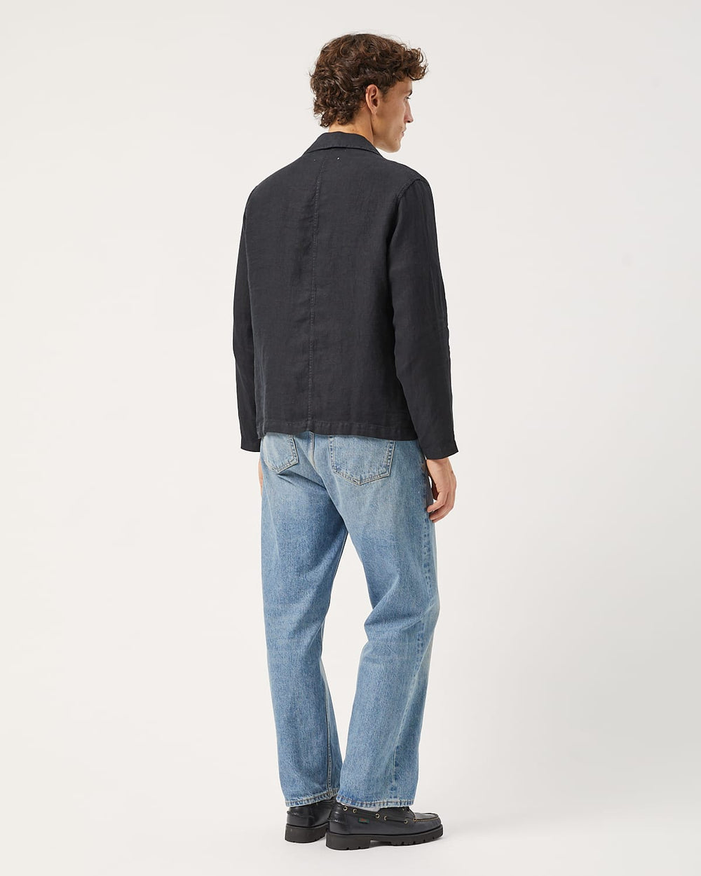 Linen Blazer - Black-Blazer-Somelos-Corridor