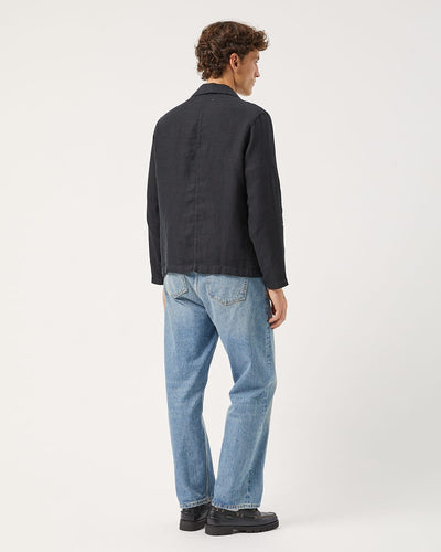 Linen Blazer - Black-Blazer-Somelos-Corridor