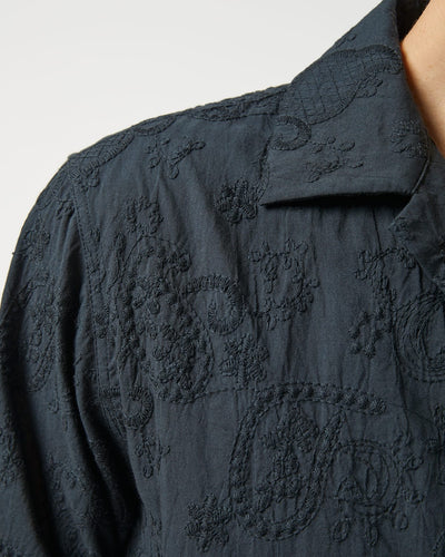 Paisley Embroidery SS - Black-Short Sleeve Shirt-Black Q-Corridor