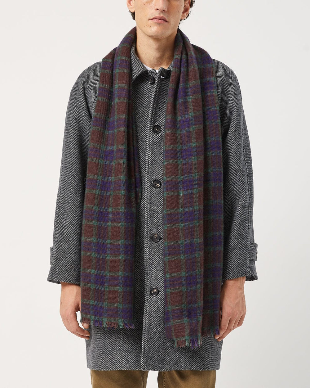 Plaid Cashmere Scarf-Scarf-Everest-Corridor