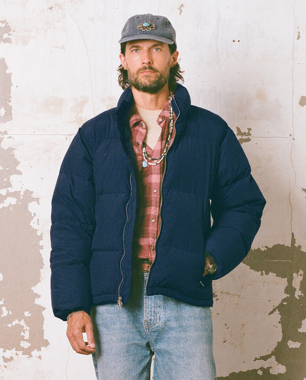 Garment Dye Puffer - Navy-Puffer Jacket-Black Q-Corridor