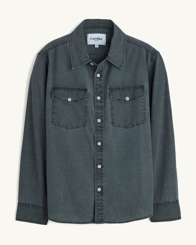 Pigment Dye Canvas LS - Black-LS w/ 2 Chest Pockets-Original Madras Trading Co. (OMTC)-Corridor