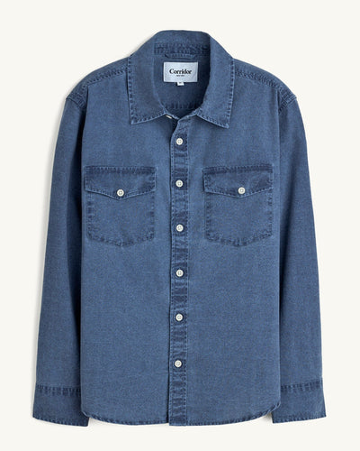 Pigment Dye Canvas LS - Navy-LS w/ 2 Chest Pockets-Original Madras Trading Co. (OMTC)-Corridor