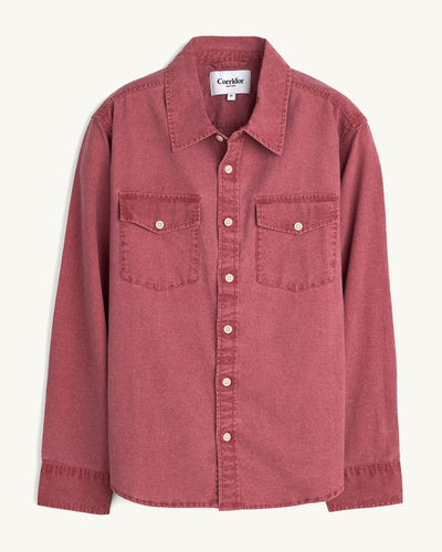 Pigment Dye Canvas LS - Red-LS w/ 2 Chest Pockets-Original Madras Trading Co. (OMTC)-Corridor