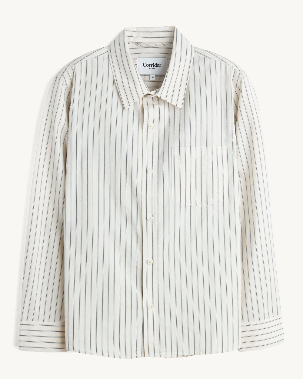 Poplin Stripe LS - Natural-LS-Black Q-Corridor