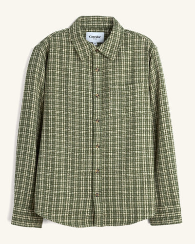 Reverse Tweed LS - Green-LS w/ 1 Chest Pocket-Original Madras Trading Co. (OMTC)-Corridor