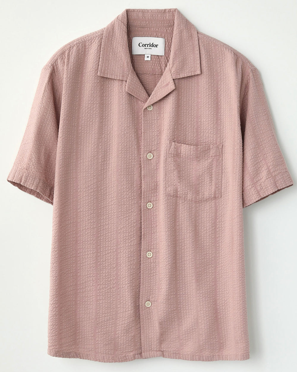 Striped Seersucker SS - Pink-Short Sleeve Shirt-Corridor-Corridor