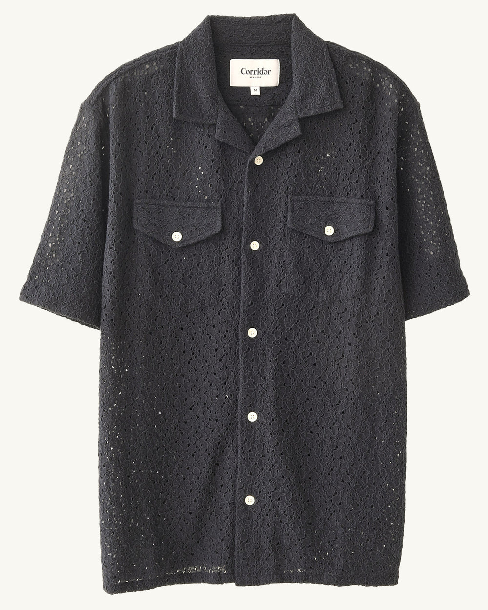 Floral Lace SS Camp - Black-Short Sleeve Shirt-Corridor-Corridor