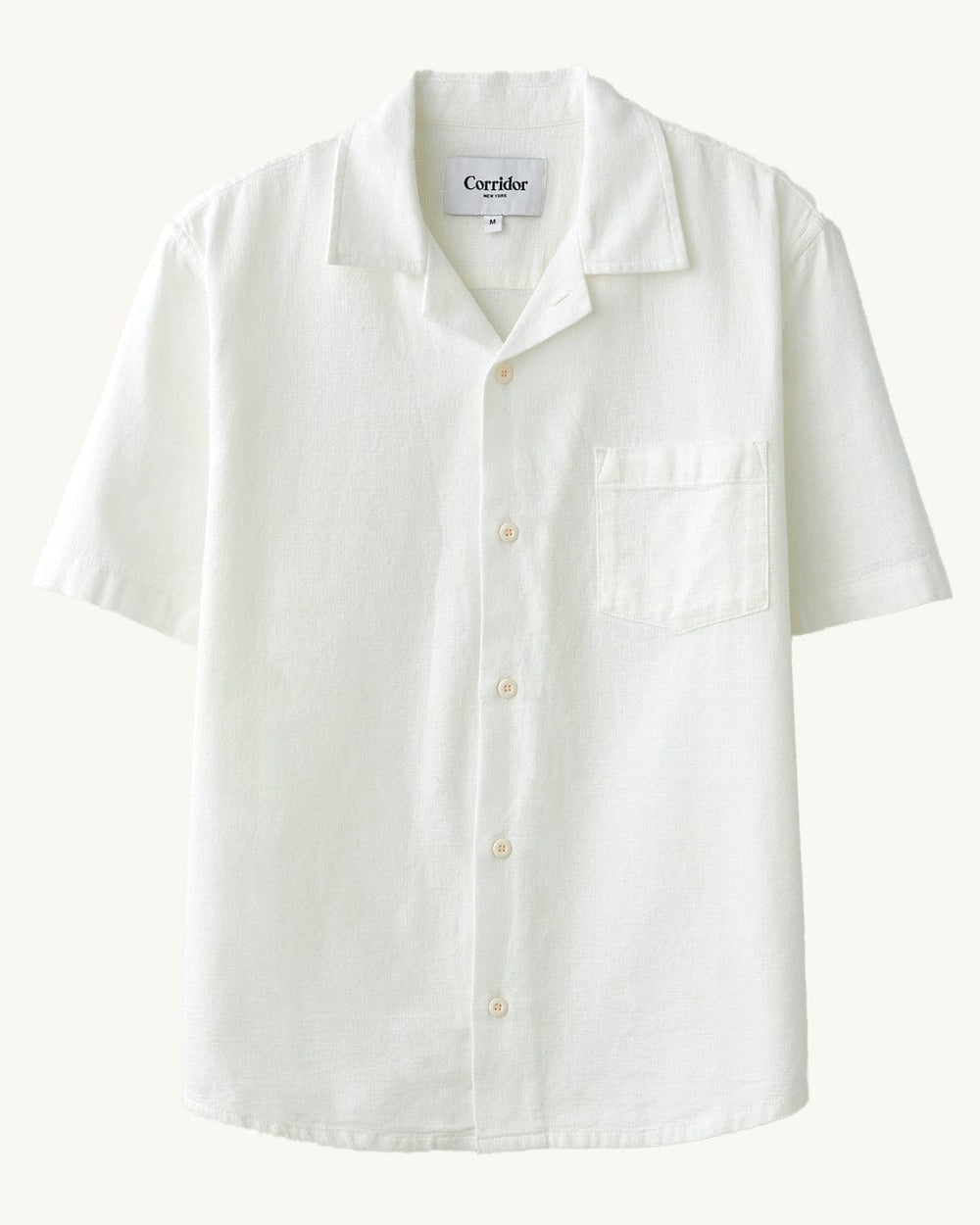 Hopsack SS - White-Short Sleeve Shirt-OMTC-Corridor