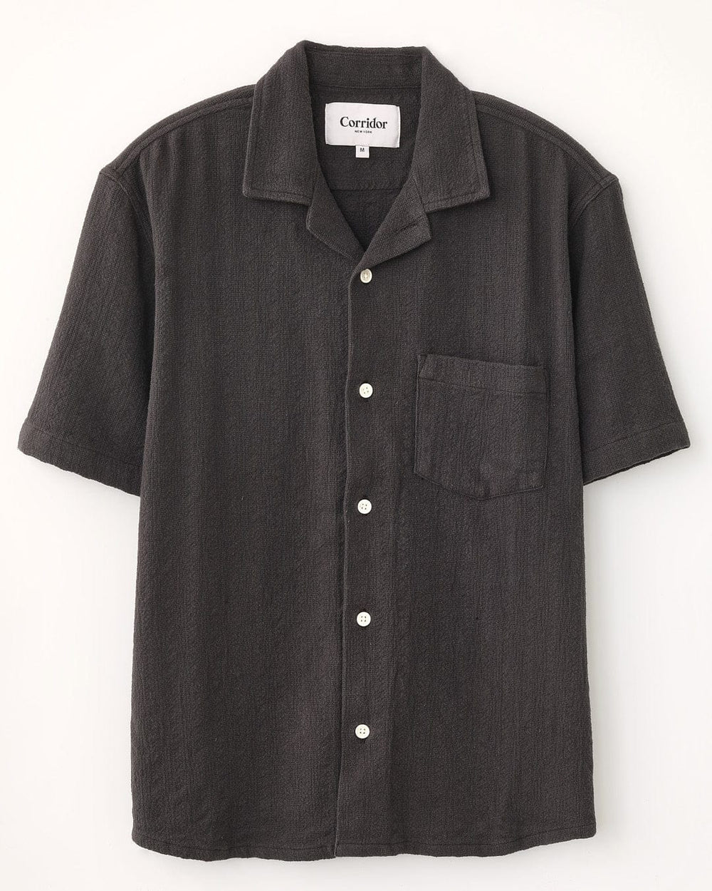 Basket Weave Stripe SS - Black-SS w/ Camp Collar-Corridor-Corridor