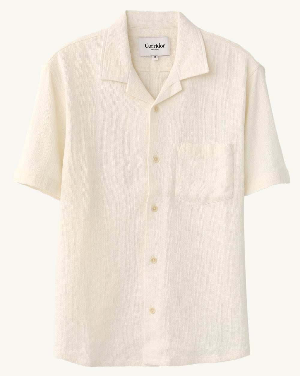 Basket Weave Stripe SS Camp - Natural-Short Sleeve Shirt-Corridor-Corridor