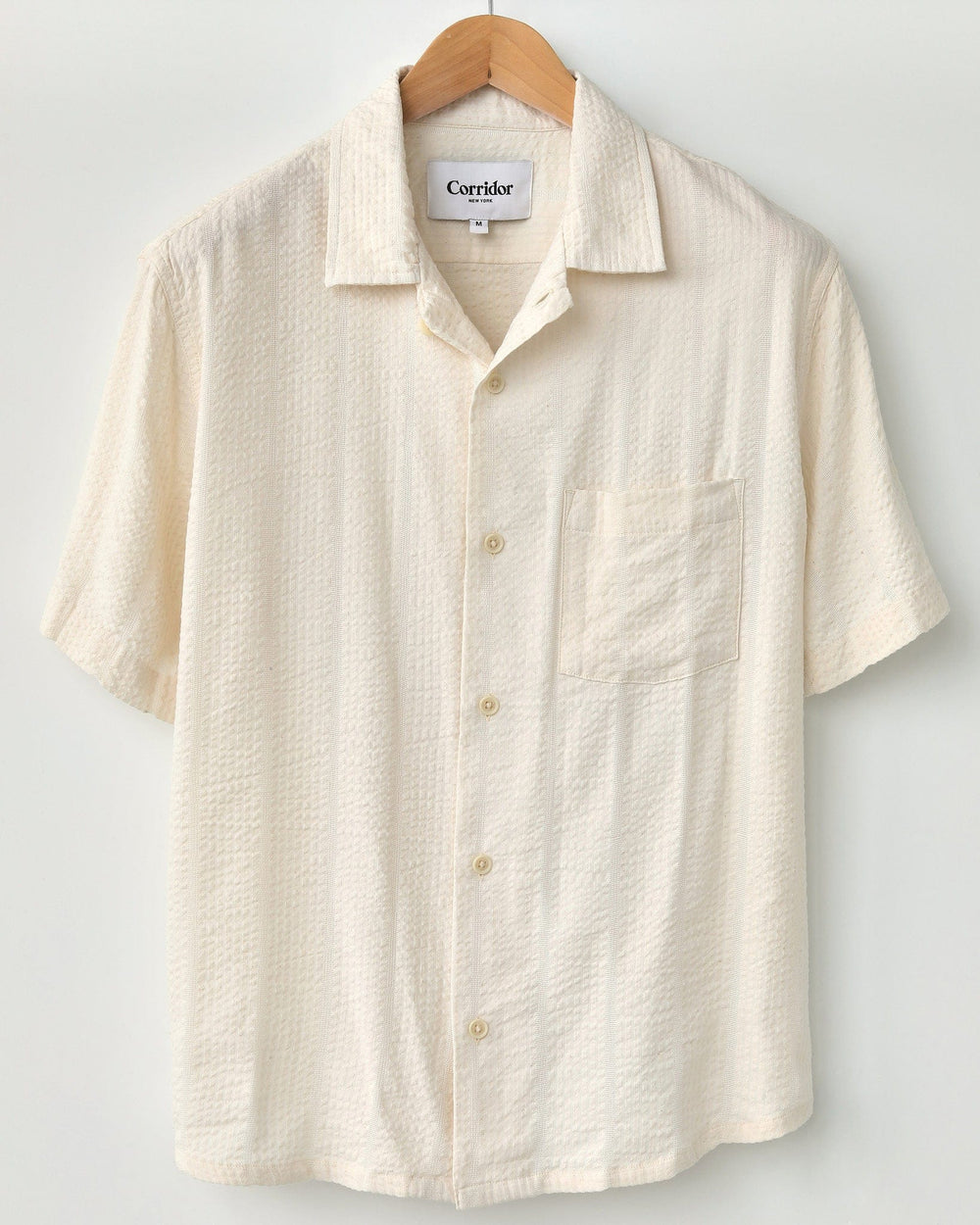 Corridor - Striped Seersucker Short Sleeve Shirt - White – Withered Fig