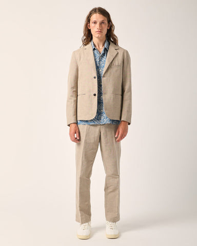 Linen Cotton 2 Button Blazer - Natural