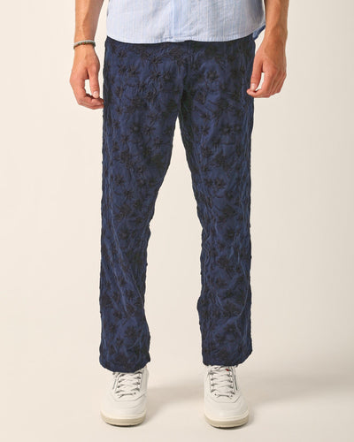 Floral Embroidered Trouser - Midnight