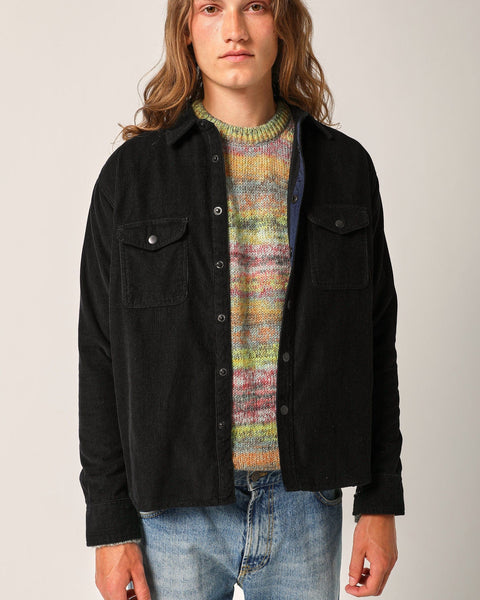 Corduroy Snap Shirt Jacket - Black – Corridor