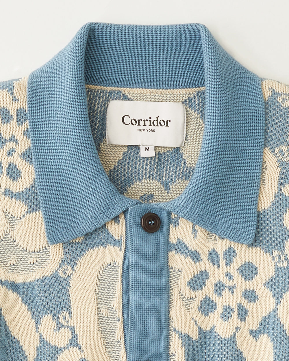 Floral Jacquard Buttondown - Blue-Knit Buttondown-Corridor-Corridor