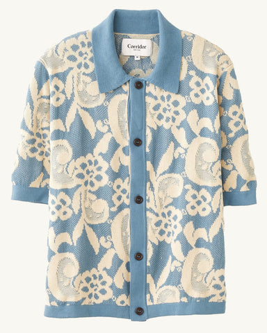 Floral Jacquard Buttondown - Blue