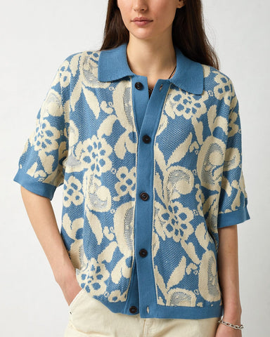 Floral Jacquard Buttondown - Blue