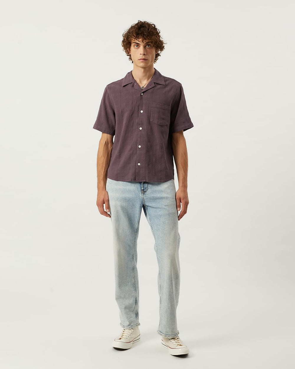 Washed Dobby SS - Purple-SS Camp w/ 1 Chest Pocket-Ekviraa Designs-Corridor