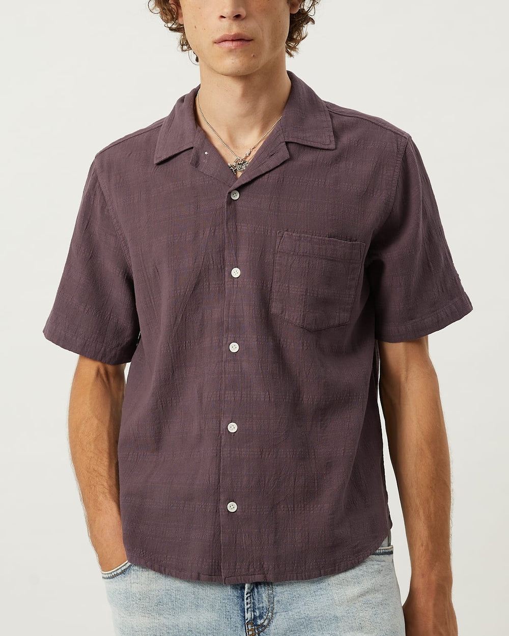 Washed Dobby SS - Purple-SS Camp w/ 1 Chest Pocket-Ekviraa Designs-Corridor