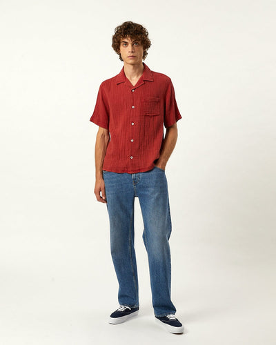 Double Cloth SS - Red-SS Camp w/ 1 Chest Pocket-Ekviraa Designs-Corridor