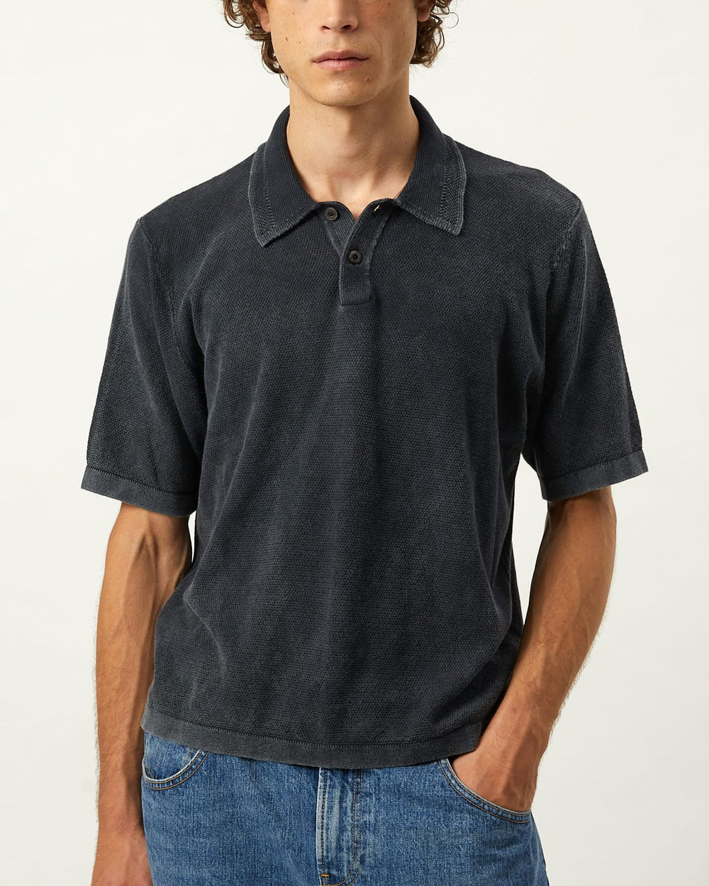 Knit Polo - Black-Crewneck-Alpafina-Corridor