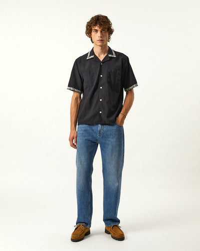 Harmony Embroidered SS - Black-SS Camp w/ 2 Chest Pocket-Original Madras Trading Co. (OMTC)-Corridor