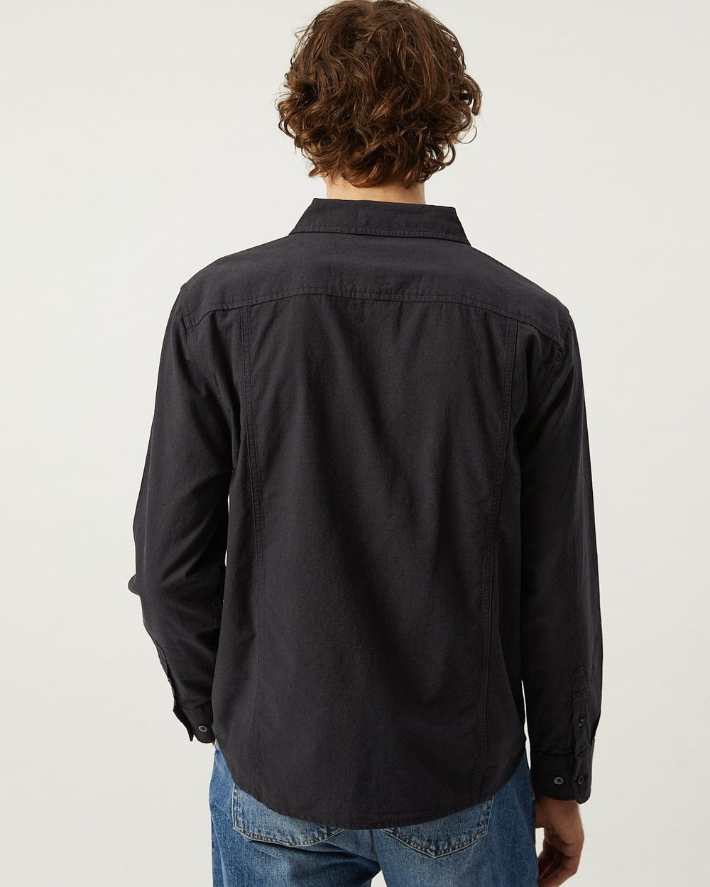 Linen Cotton LS - Black-LS w/ 1 Chest Pocket-Original Madras Trading Co. (OMTC)-Corridor