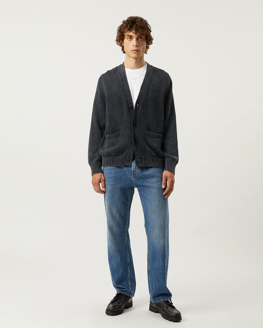 Acid Wash Cardigan - Black-Knit Cardigan-Alpafina-Corridor