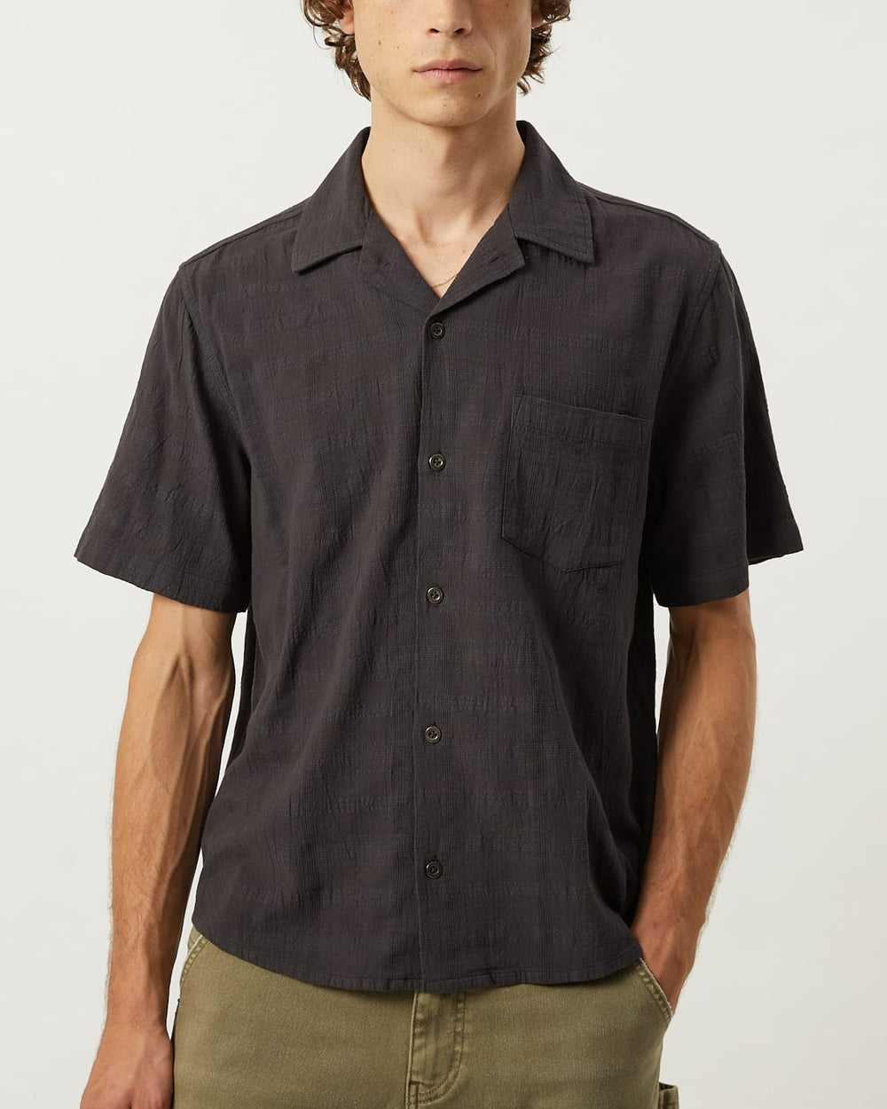 Washed Dobby SS - Black-SS Camp w/ 1 Chest Pocket-Ekviraa Designs-Corridor