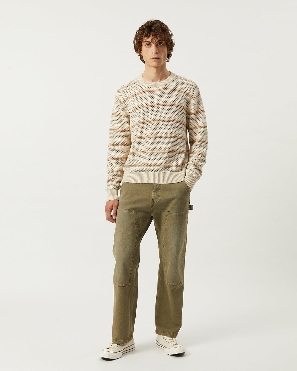 Linen Stripe Pointelle Crewneck-Cotton Crewneck-Alpafina-Corridor