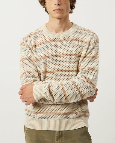 Linen Stripe Pointelle Crewneck