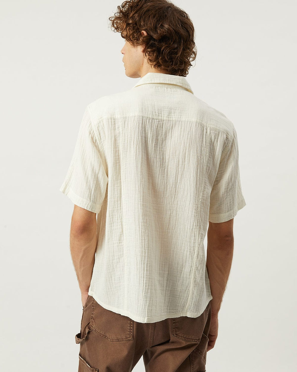 Double Cloth SS - Natural-SS Camp w/ 1 Chest Pocket-Ekviraa Designs-Corridor