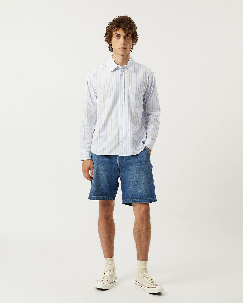 Berg Stripe LS - White-LS w/ 1 Chest Pocket-Real-Corridor