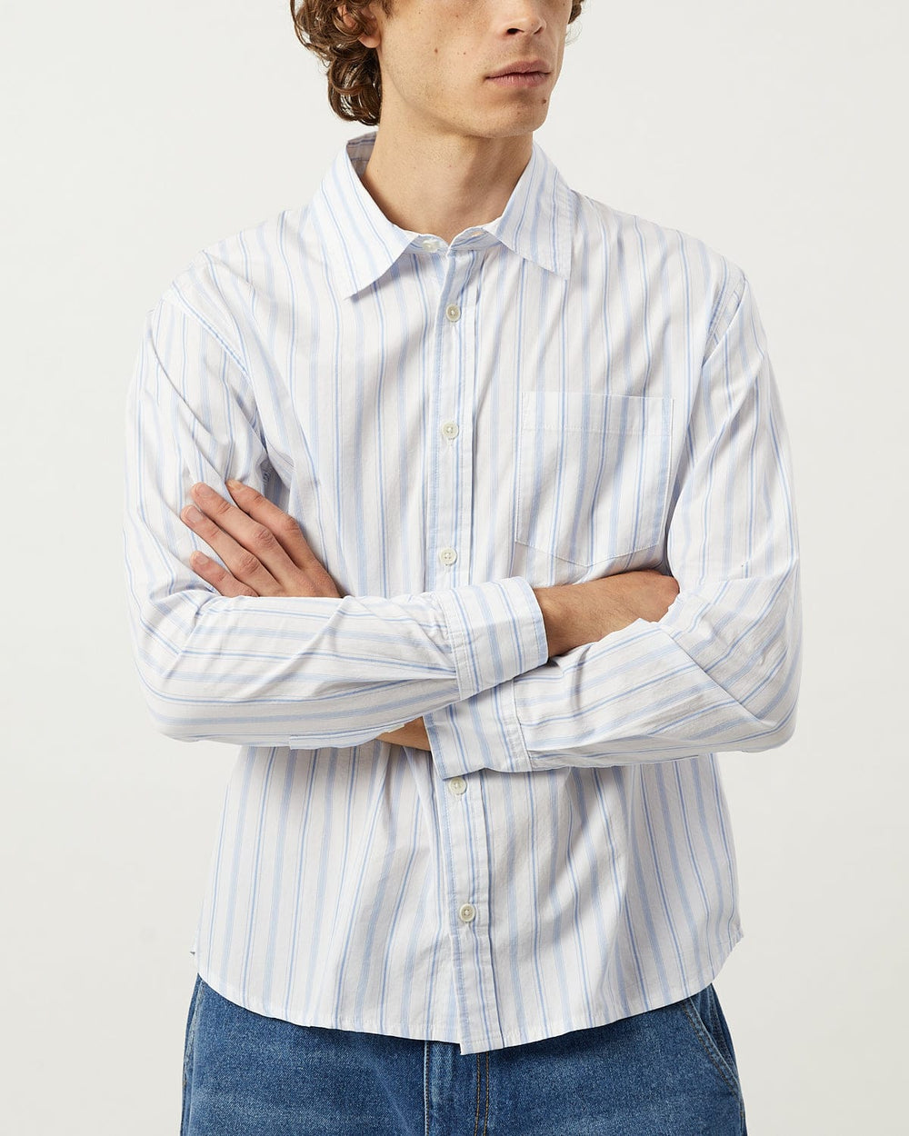 Berg Stripe LS - White-LS w/ 1 Chest Pocket-Real-Corridor