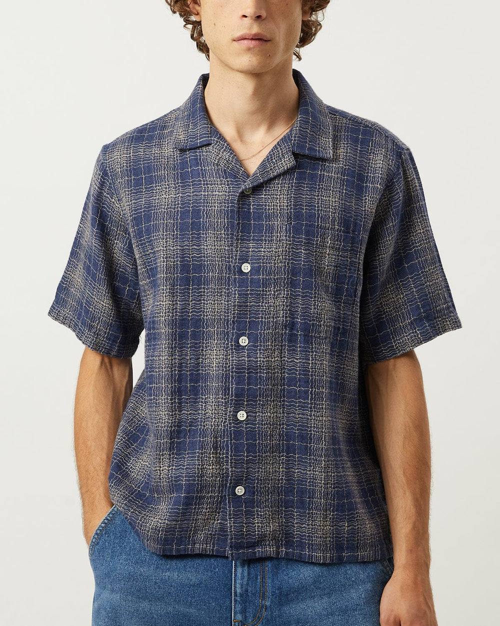 Wavy Linen SS - Navy