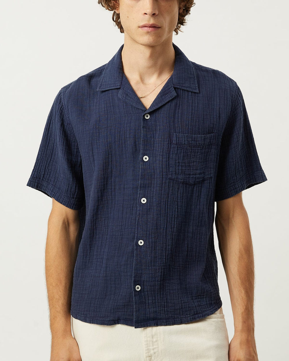 Double Cloth SS - Navy-SS Camp w/ 1 Chest Pocket-Ekviraa Designs-Corridor